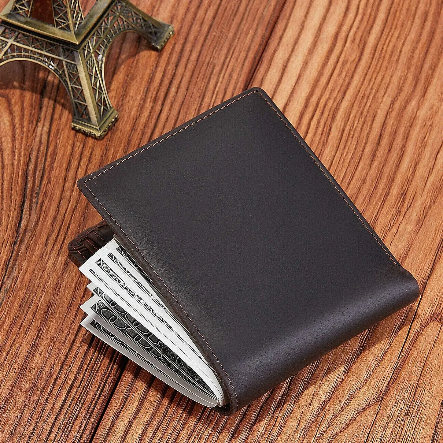 Personalized Engraved Leather Wallet for Boyfriend Husband from Wife Girlfriend - Valentines Day Christmas Birthday Anniversary Wedding Gift - I Love You - Mens Custom Love Message Bifold Wallets