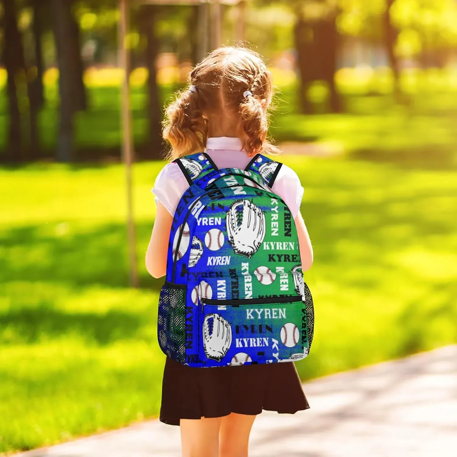 Personalized Name Baseball Backpack for Men Women, Custom Laptop Backpack with Name, Sports Bag Lightweight Daypack for Travel Camping, Dark Green Blue