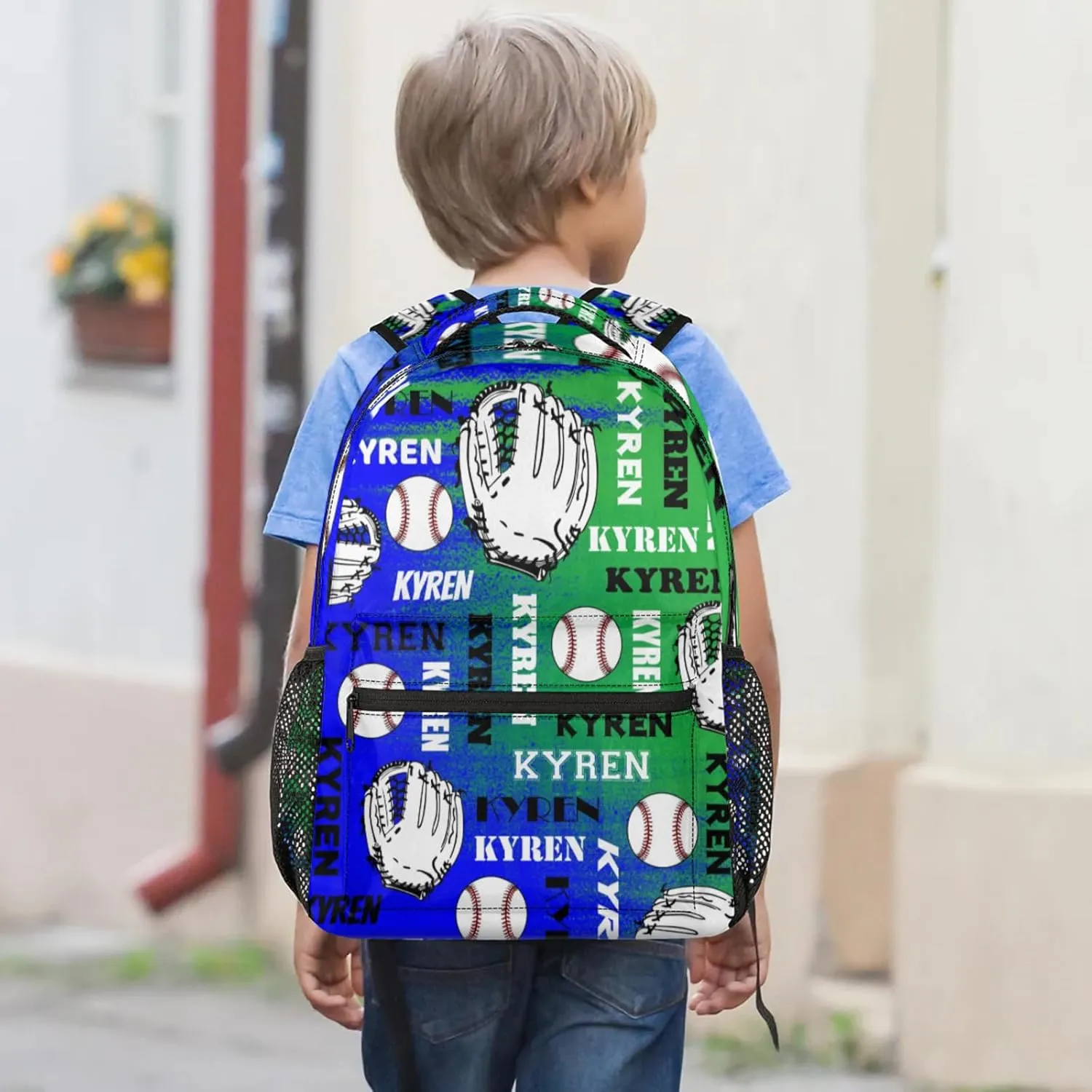 Personalized Name Baseball Backpack for Men Women, Custom Laptop Backpack with Name, Sports Bag Lightweight Daypack for Travel Camping, Dark Green Blue