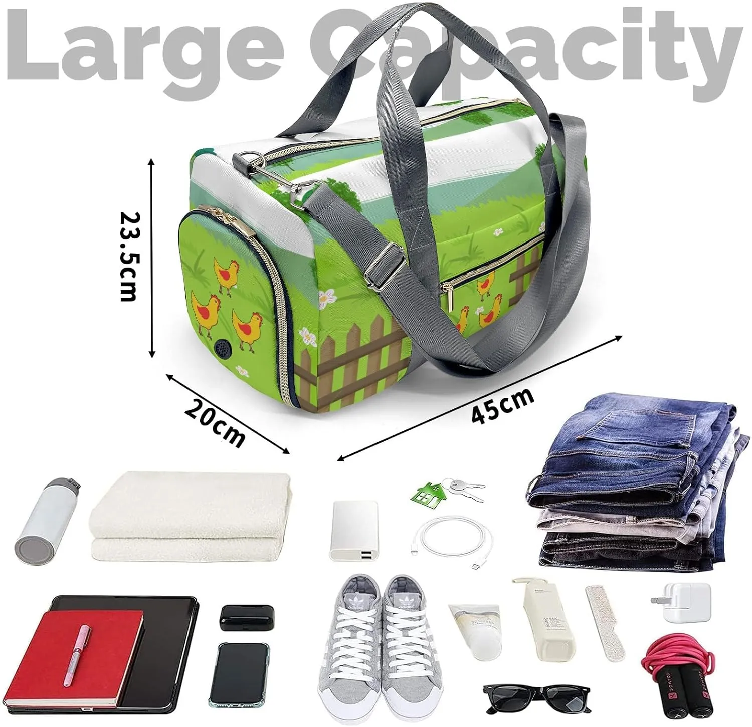 Personalized Name Duffel Bag Farm Life Chicken On-the-Go Fitness: Travel Bags Designed for Active Living