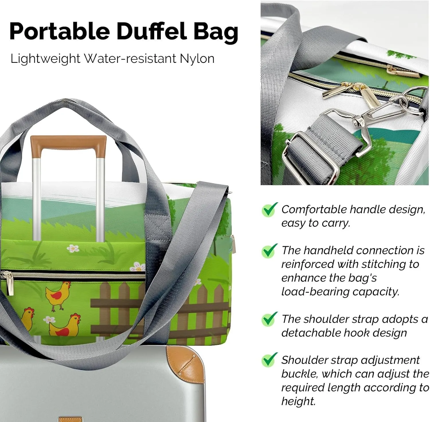 Personalized Name Duffel Bag Farm Life Chicken On-the-Go Fitness: Travel Bags Designed for Active Living