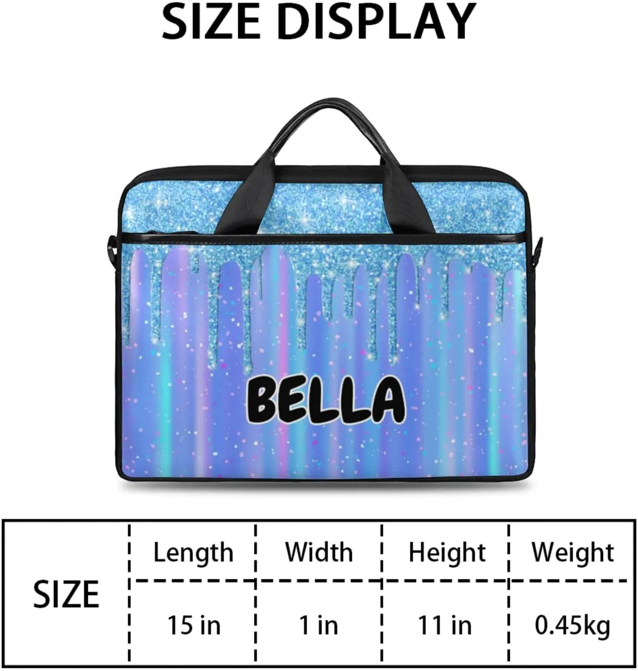 Personalized Name Laptop Bags Custom Water Fluid Glitters Shoulder Computer Bag