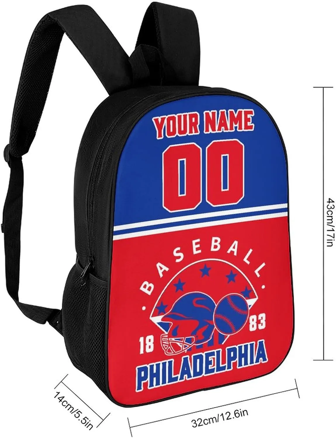 Philadelphia Backpack Custom 17Inch Shoulder Bag Gift for Men Women Boy Girl Personalized Name Number Laptop Travel Bag