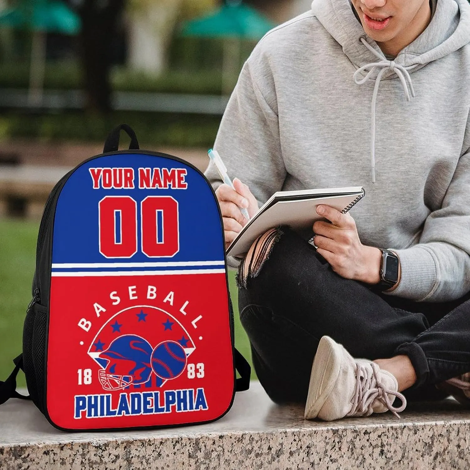 Philadelphia Backpack Custom 17Inch Shoulder Bag Gift for Men Women Boy Girl Personalized Name Number Laptop Travel Bag