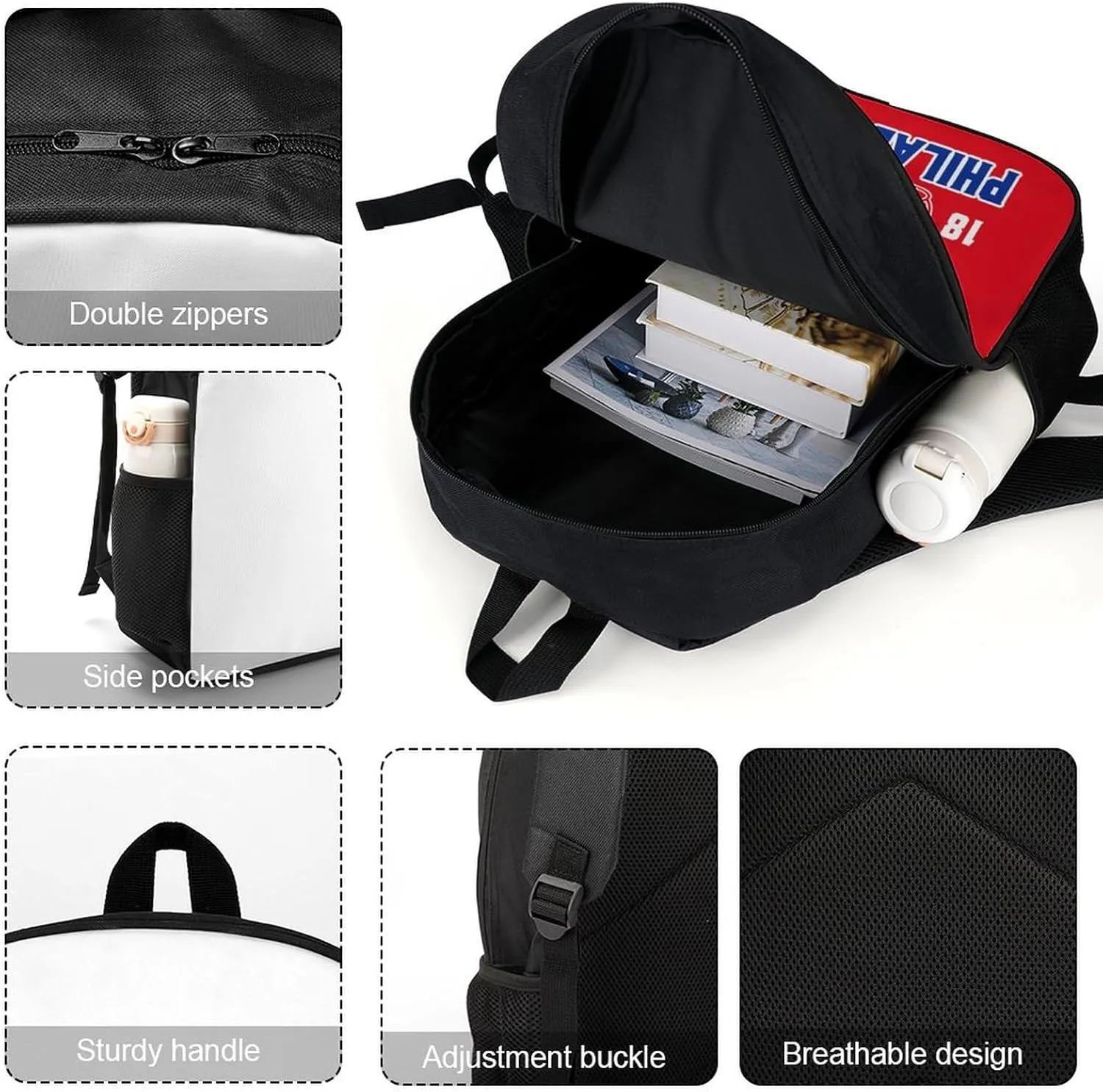 Philadelphia Backpack Custom 17Inch Shoulder Bag Gift for Men Women Boy Girl Personalized Name Number Laptop Travel Bag