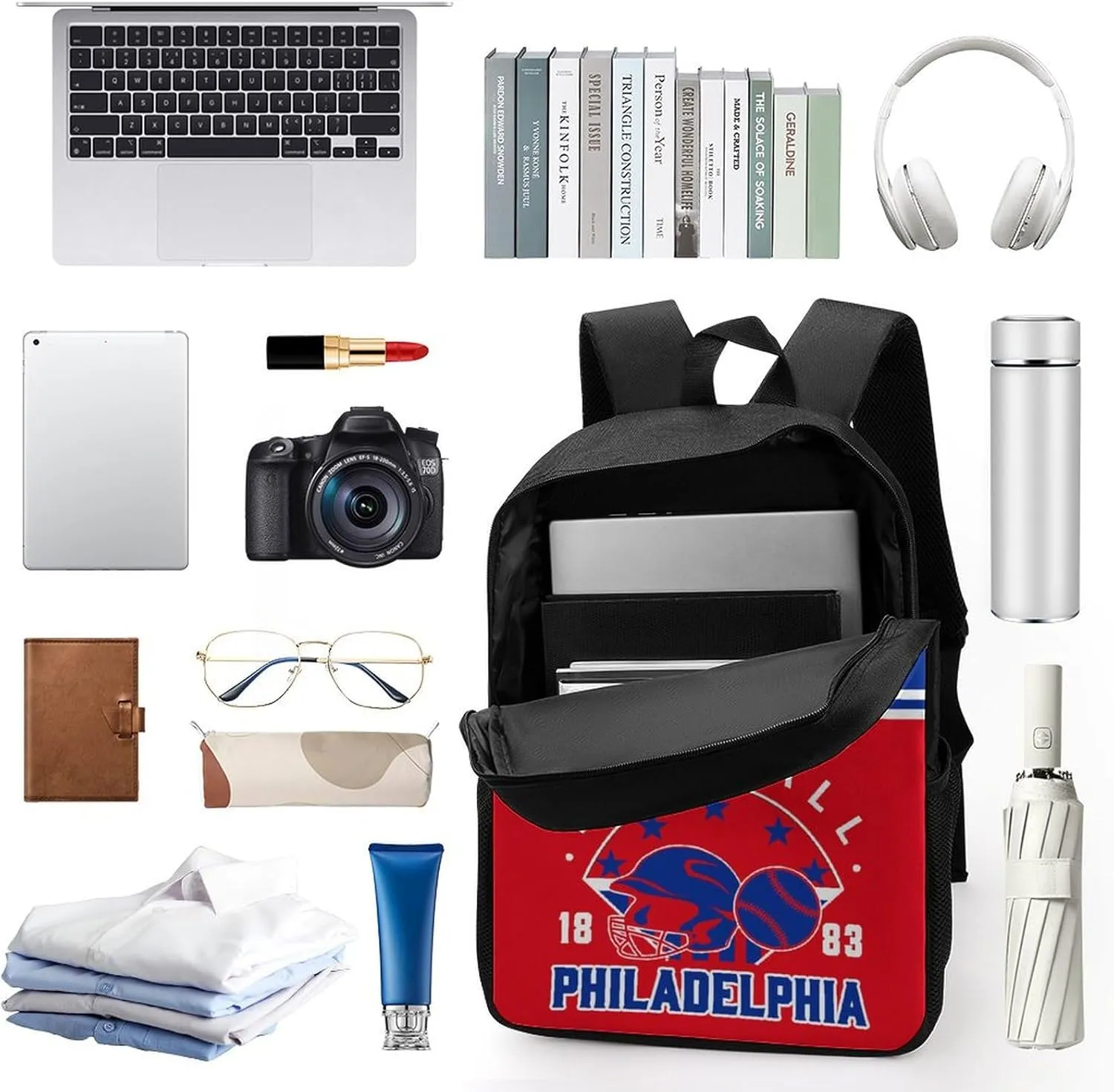 Philadelphia Backpack Custom 17Inch Shoulder Bag Gift for Men Women Boy Girl Personalized Name Number Laptop Travel Bag