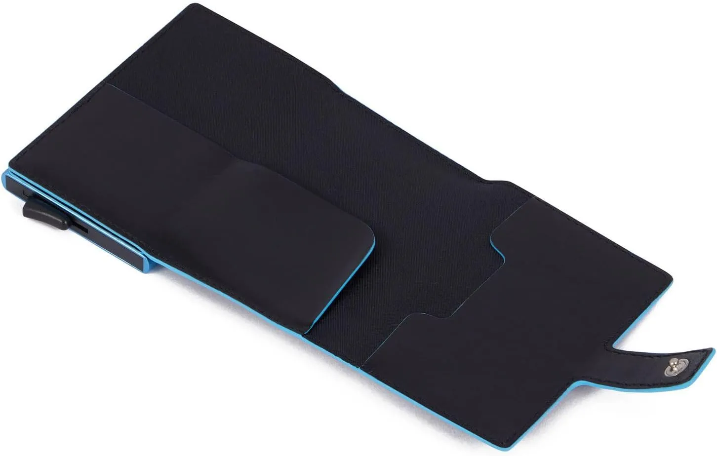 PIQUADRO Single Metal and Leather Credit Card Holder