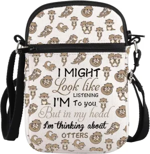 PLITI Otter Gift Otter Lover Gift Sea Otter Gift River Otter Gift In My Head I'm Thinking About Otters Crossbody Bag