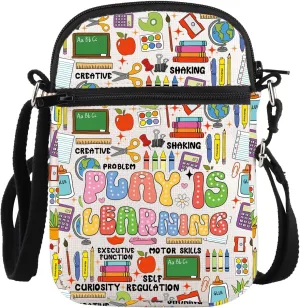 PLITI Teacher Appreciation Gift Special Education Teacher Gift Teaching Assistant Gift Play Is Learning Teacher Crossbody Bag