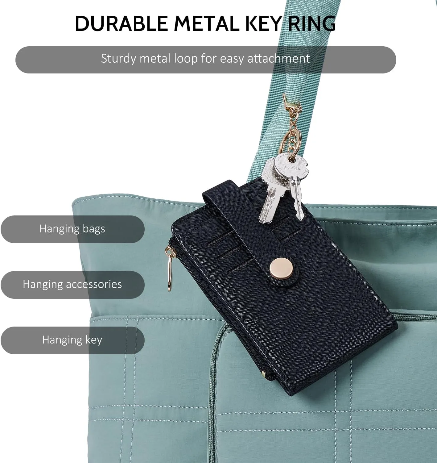 POIUGOYA Slim Wallet for Women,RFID Blocking Bifold Credit Card Holder with Zipper Coin Pocket,ID Window,Keychain