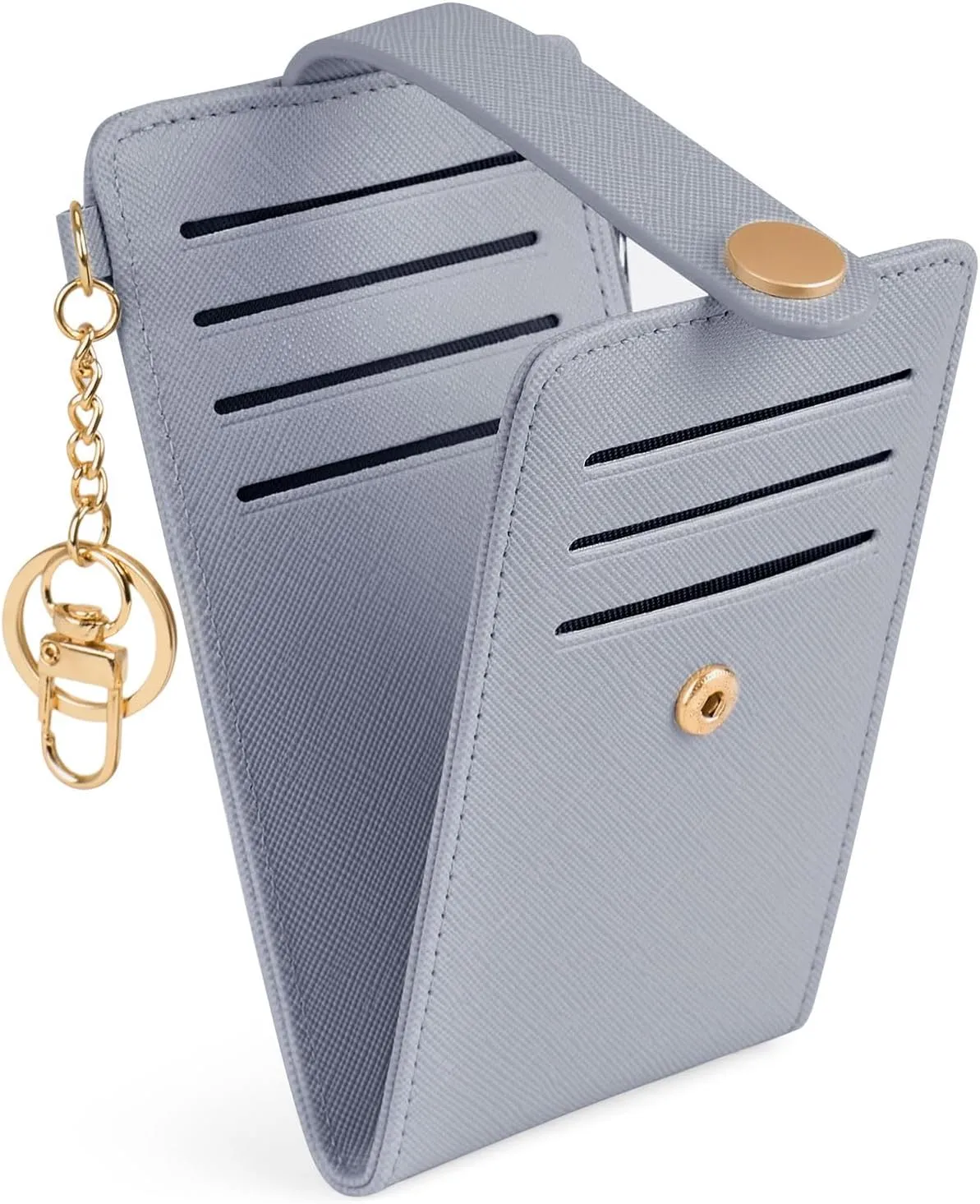 POIUGOYA Slim Wallet for Women,RFID Blocking Bifold Credit Card Holder with Zipper Coin Pocket,ID Window,Keychain