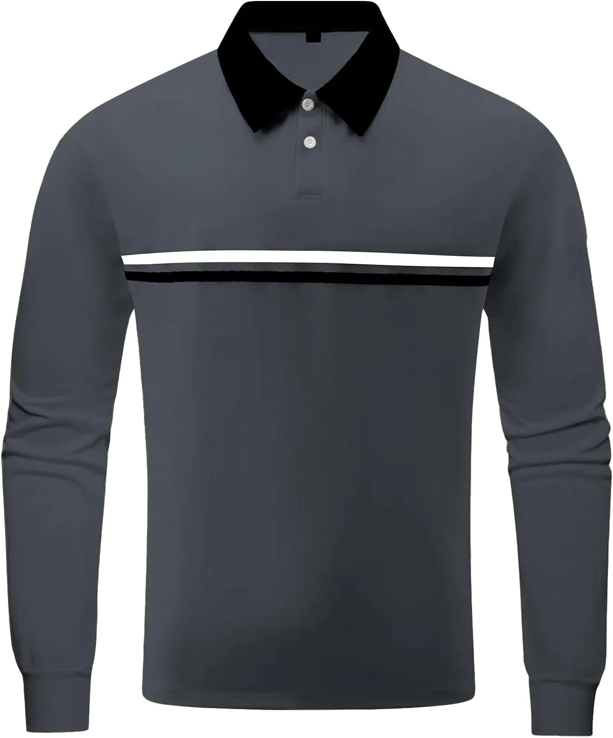 Polo Shirts fot Men Long Sleeve Slim Fit Casual Golf Crew Neck T Shirt Big and Tall Summer Fashion V-Neck Button Up Shirt