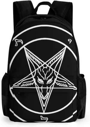 Polyester Daypack Backpack for Trekking Picnic Walking Cycling - Large Capacity Anti-Theft Multipurpose Shoulder Bag, Aazazel Storm Goat Pentagram Satanic Art Casual Daypack