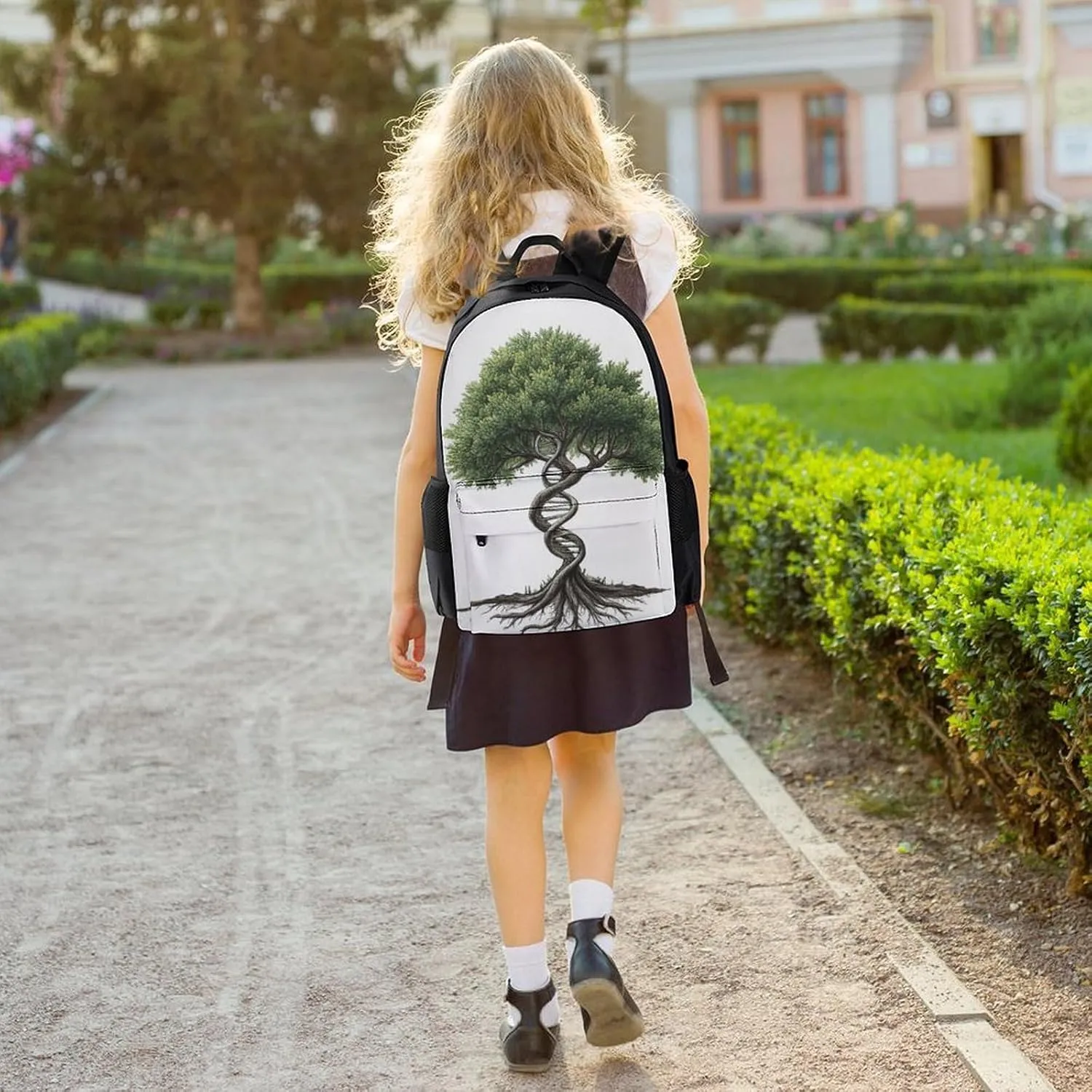 Polyester Daypack Backpack for Trekking Picnic Walking Cycling - Large Capacity Anti-Theft Multipurpose Shoulder Bag, Dna Tree Of Life Casual Daypack