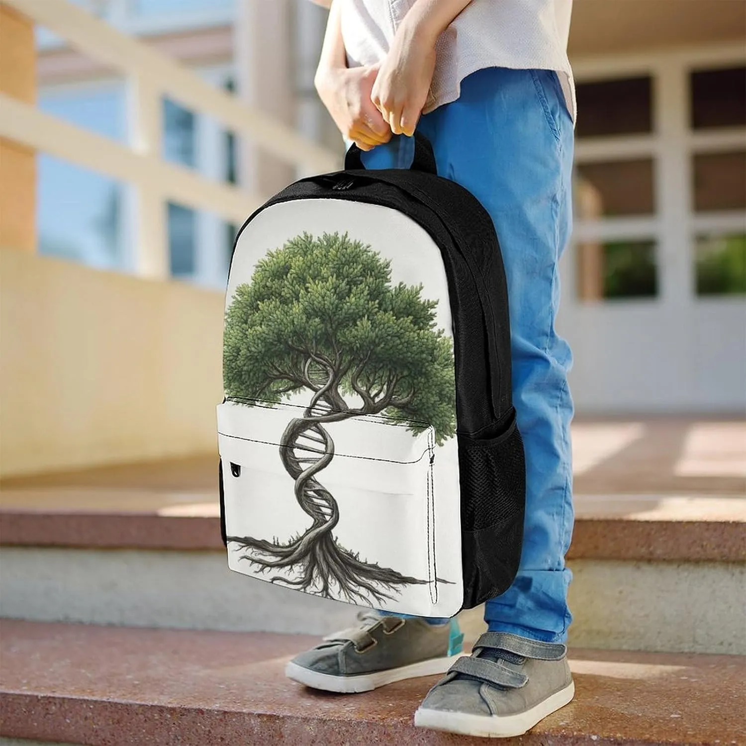 Polyester Daypack Backpack for Trekking Picnic Walking Cycling - Large Capacity Anti-Theft Multipurpose Shoulder Bag, Dna Tree Of Life Casual Daypack