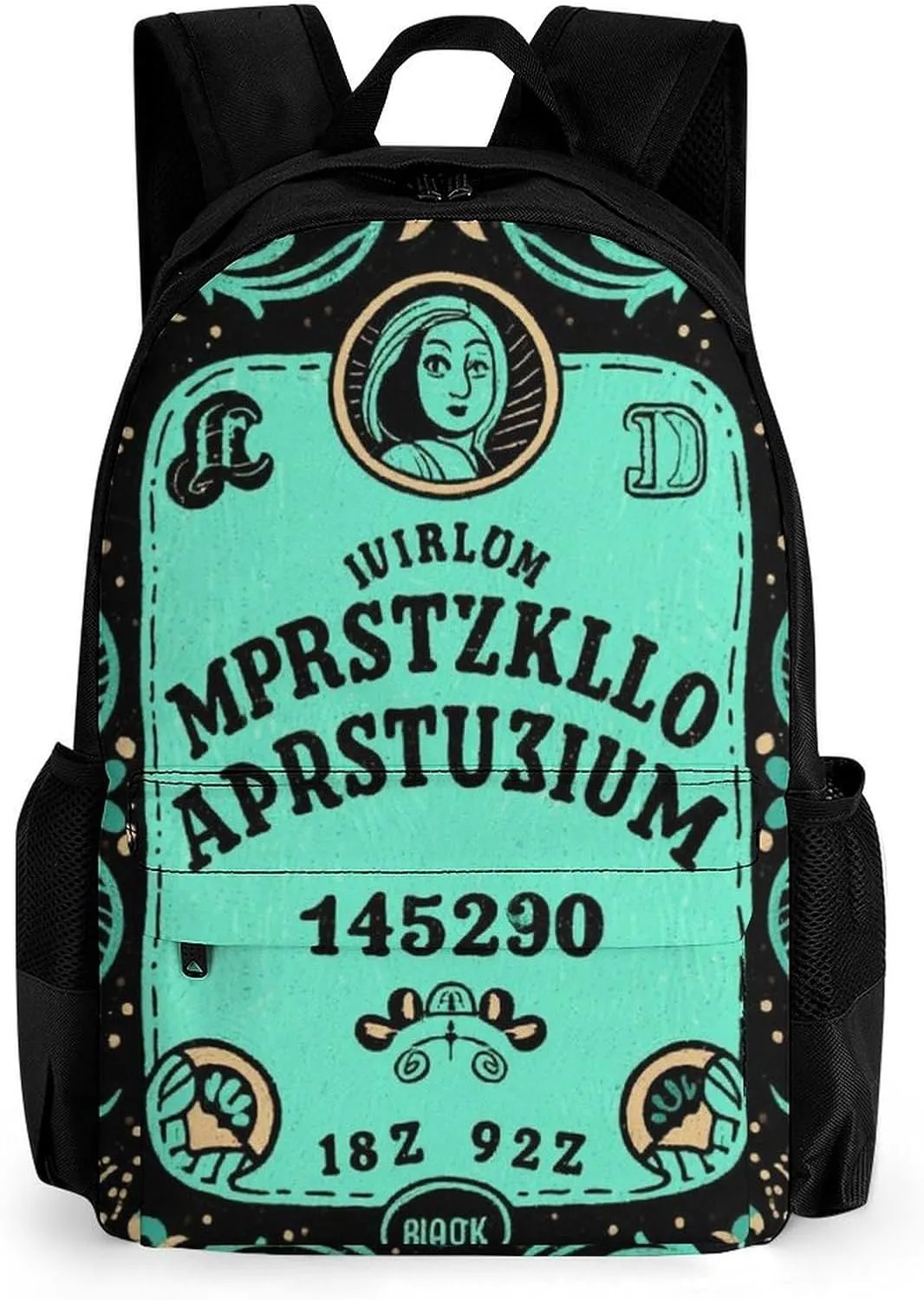 Polyester Daypack Backpack for Trekking Picnic Walking Cycling - Large Capacity Anti-Theft Multipurpose Shoulder Bag, Magical Witchcraft Spirit Board Art Casual Daypack
