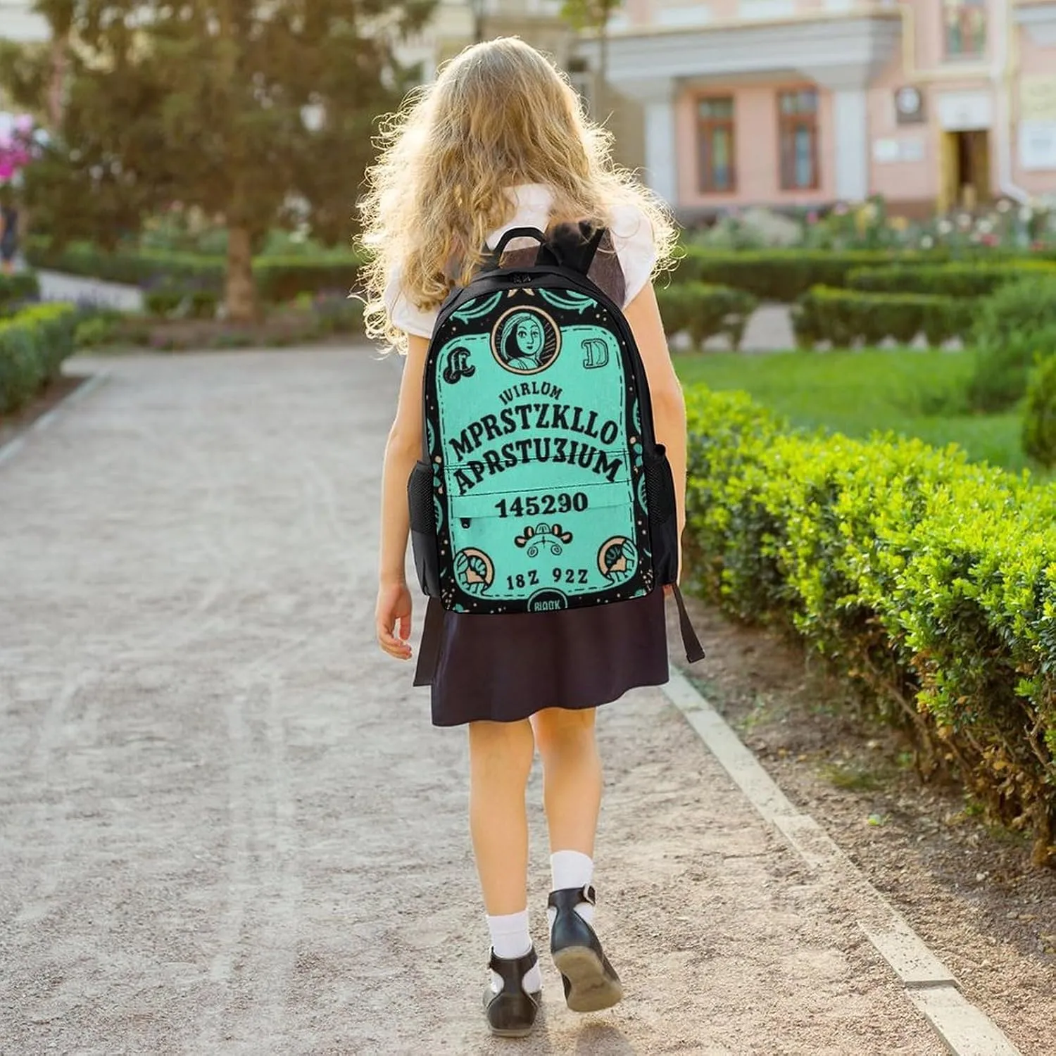 Polyester Daypack Backpack for Trekking Picnic Walking Cycling - Large Capacity Anti-Theft Multipurpose Shoulder Bag, Magical Witchcraft Spirit Board Art Casual Daypack