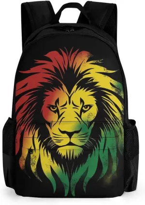 Polyester Daypack Backpack for Trekking Picnic Walking Cycling - Large Capacity Anti-Theft Multipurpose Shoulder Bag, Rasta Lion Black Casual Daypack