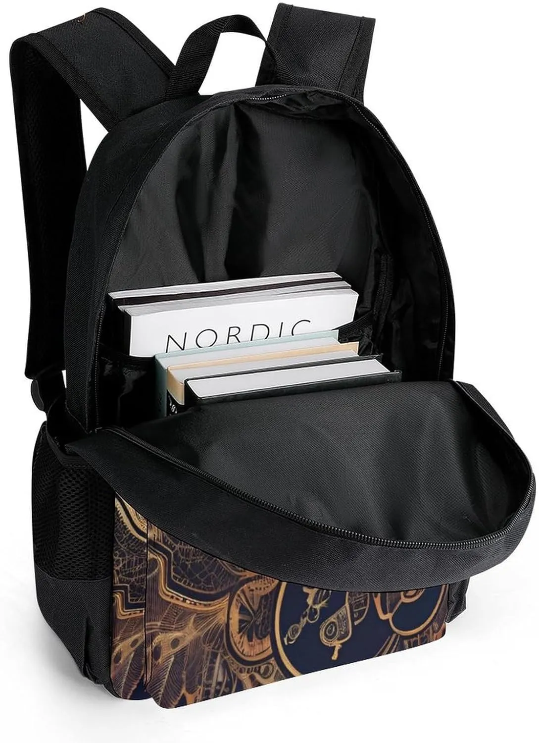 Polyester Daypack for Camping Travel Walking Cycling - Big Capacity Anti-Theft Multipurpose Bookbag, Beautiful Paisley Elephant Art Camping Outdoor Backpack