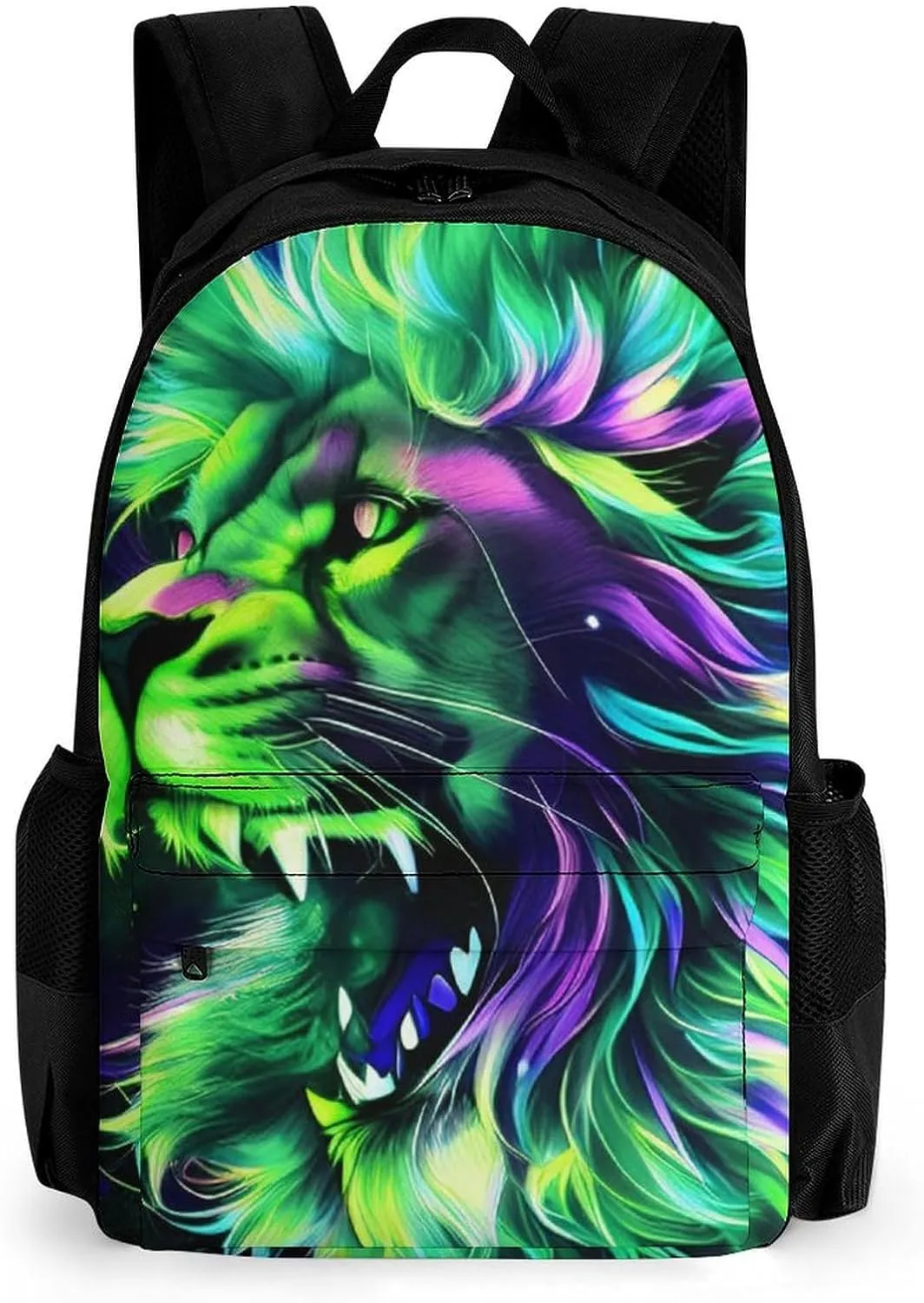 Polyester Daypack for Camping Travel Walking Cycling - Big Capacity Anti-Theft Multipurpose Bookbag, Lion Howling Art Camping Outdoor Backpack