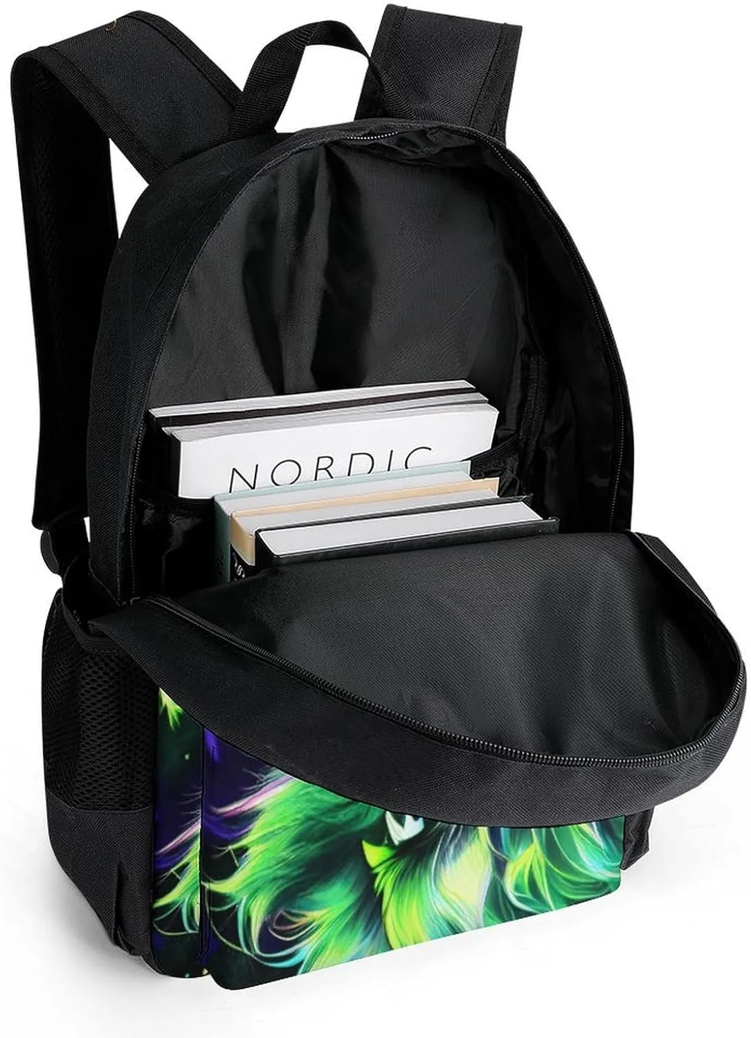Polyester Daypack for Camping Travel Walking Cycling - Big Capacity Anti-Theft Multipurpose Bookbag, Lion Howling Art Camping Outdoor Backpack