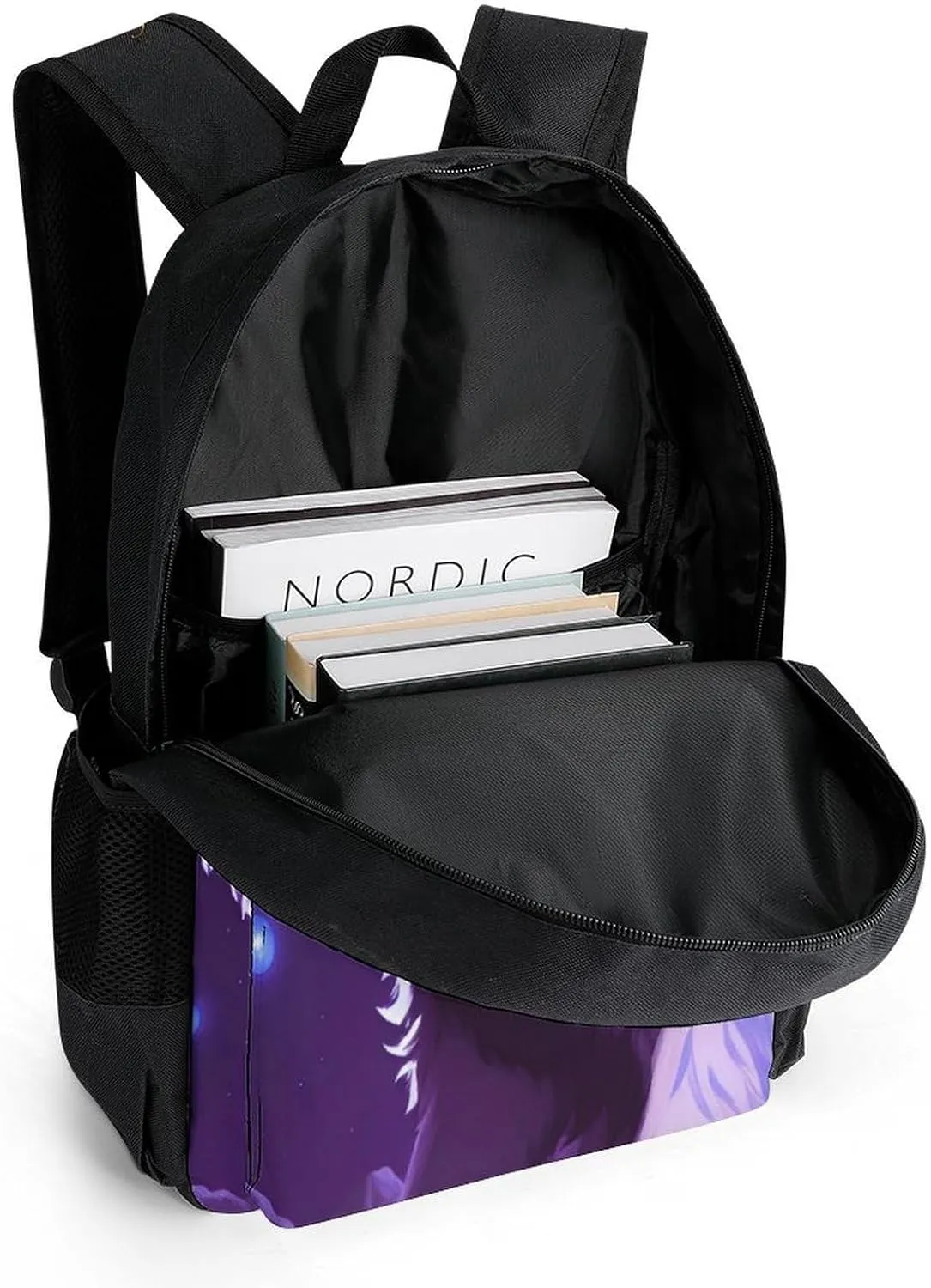 Polyester Daypack for Camping Travel Walking Cycling - Big Capacity Anti-Theft Multipurpose Bookbag, Space Wolf Starry Sky Jungle River Scenery Art Camping Outdoor Backpack