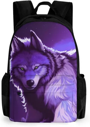 Polyester Daypack for Camping Travel Walking Cycling - Big Capacity Anti-Theft Multipurpose Bookbag, Space Wolf Starry Sky Jungle River Scenery Art Camping Outdoor Backpack