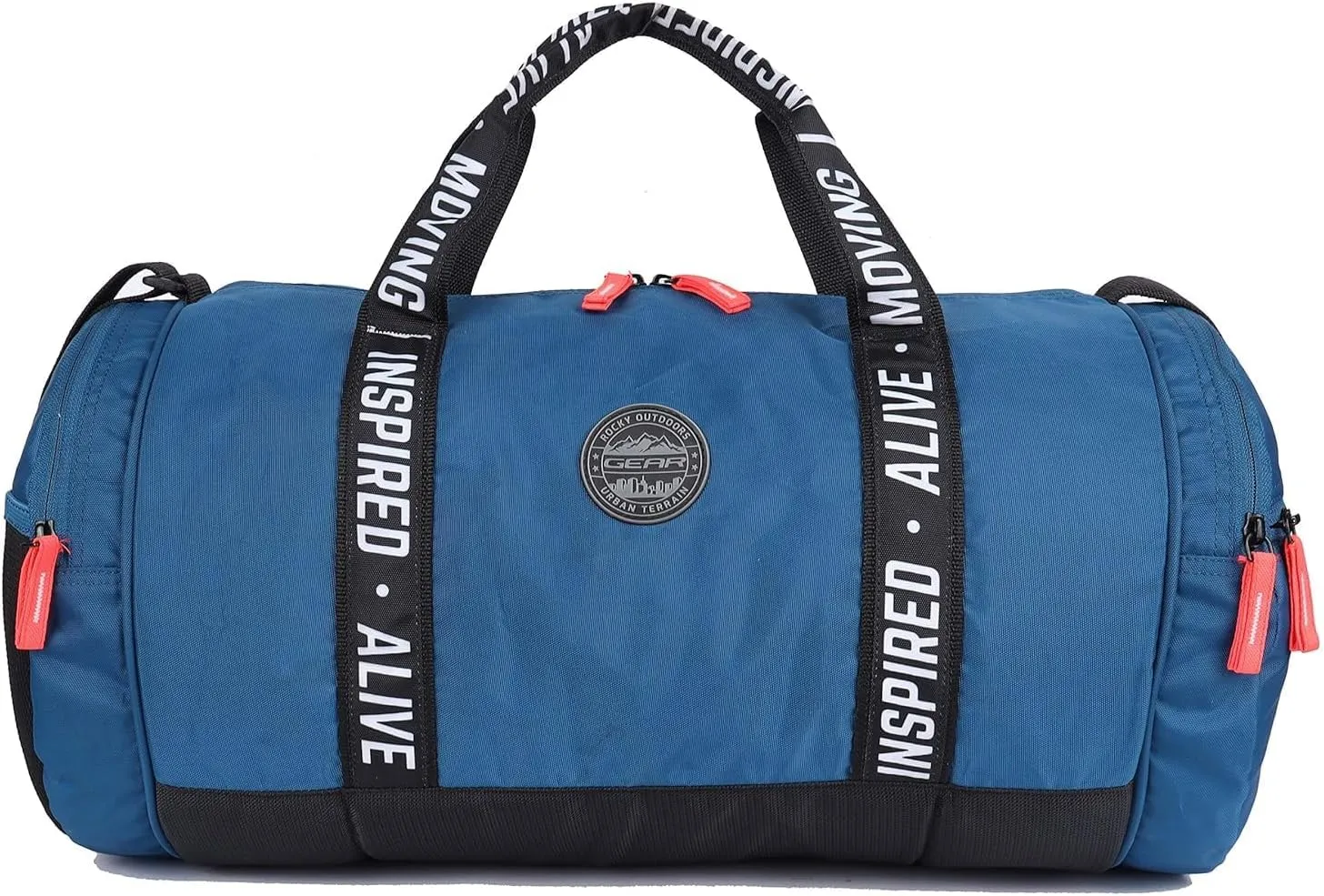 Polyester Inspired Alive Moving 33L Large Water Resistant Travel Duffle Bag/Gym Bag/Sports Duffle For Men's/Women's (Blue), 26 Cm