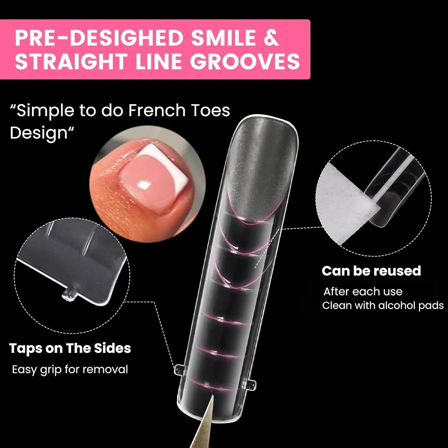 Polygel Nail Forms Kit for Toes , Reusable Toenails Dual Forms for Polygel with 1.35Oz Nail Slip Solution Anti-Stick,With Dual-Ended Brush,Nail File and Nail Clips,12 Sizes 120Pcs