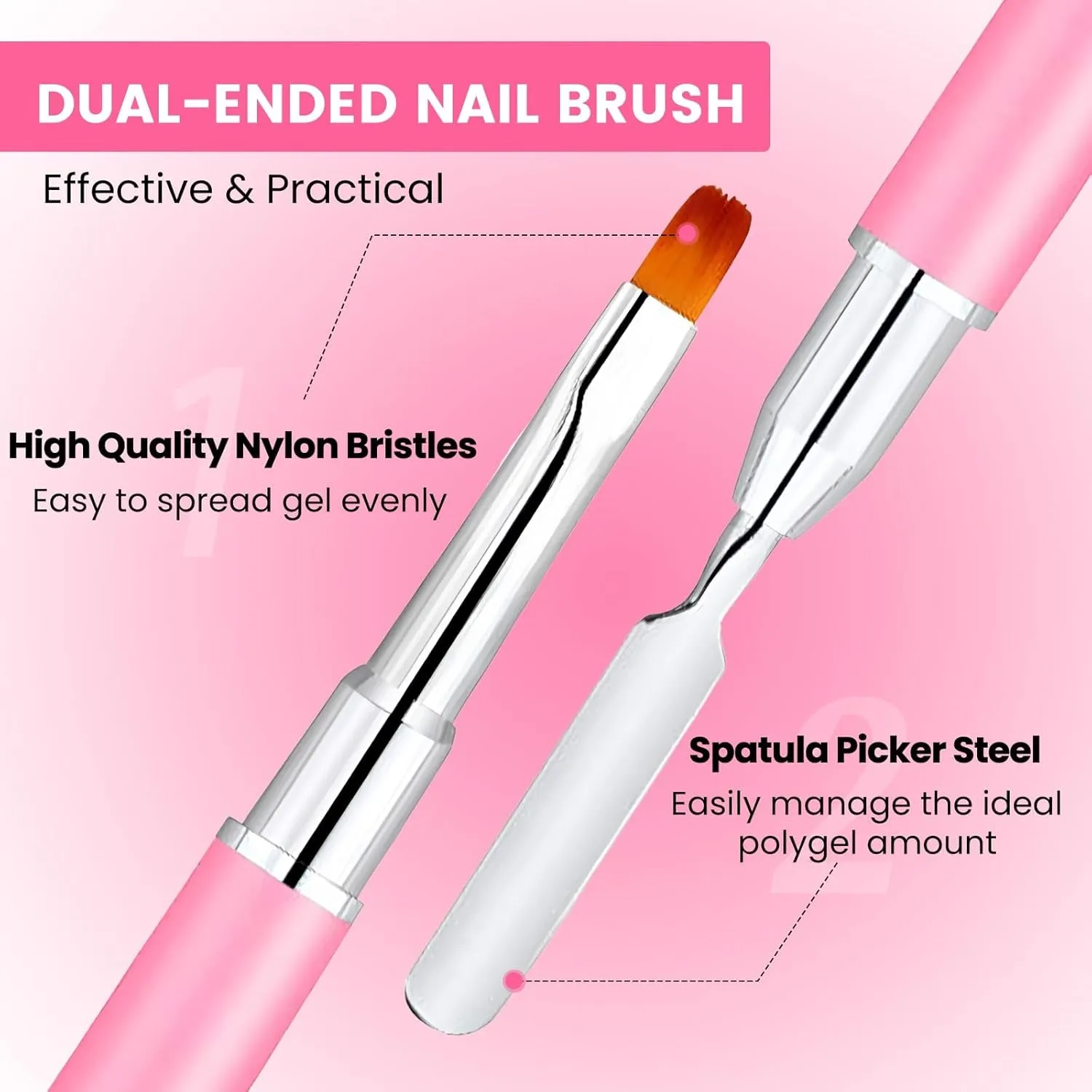 Polygel Nail Forms Kit for Toes , Reusable Toenails Dual Forms for Polygel with 1.35Oz Nail Slip Solution Anti-Stick,With Dual-Ended Brush,Nail File and Nail Clips,12 Sizes 120Pcs