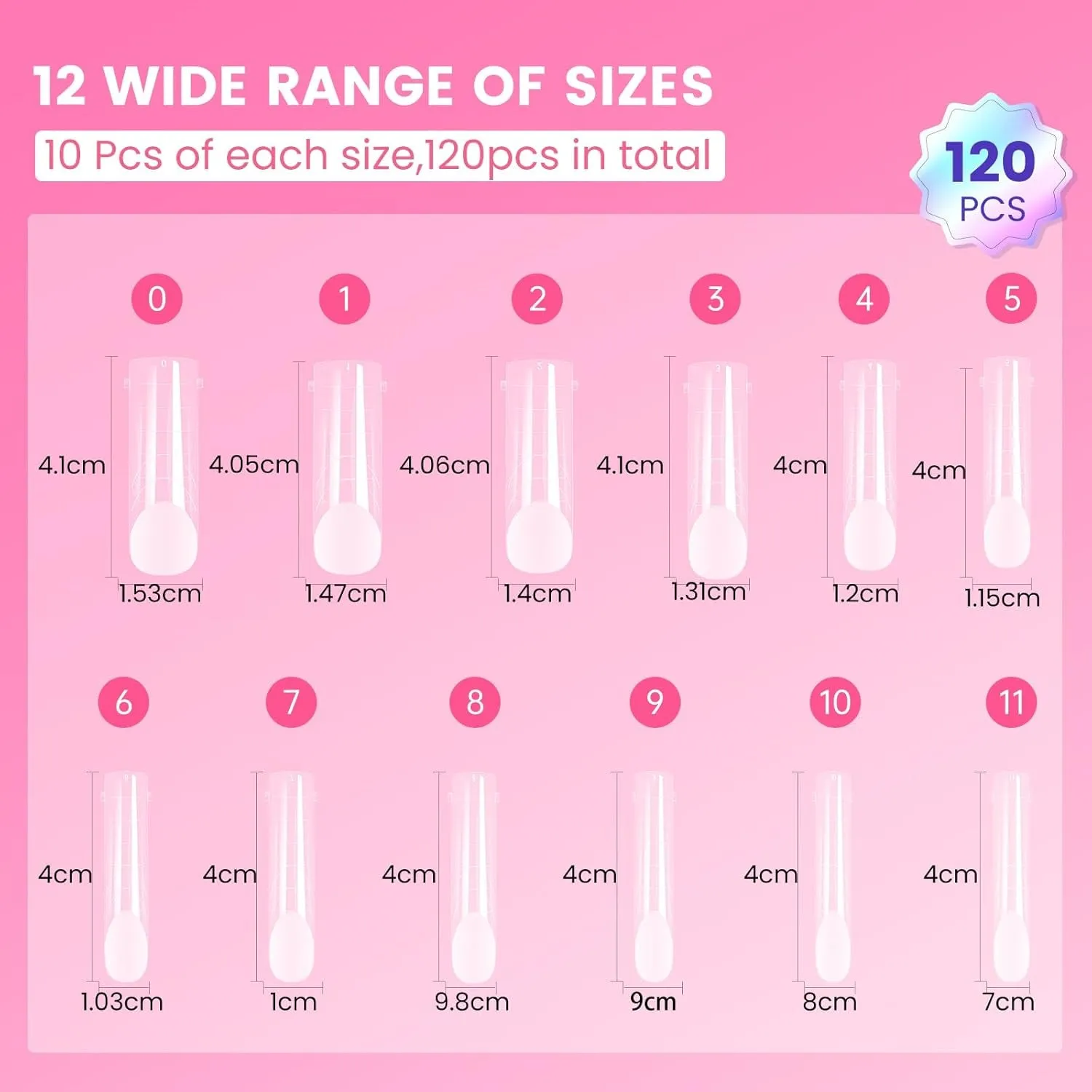 Polygel Nail Forms Kit for Toes , Reusable Toenails Dual Forms for Polygel with 1.35Oz Nail Slip Solution Anti-Stick,With Dual-Ended Brush,Nail File and Nail Clips,12 Sizes 120Pcs