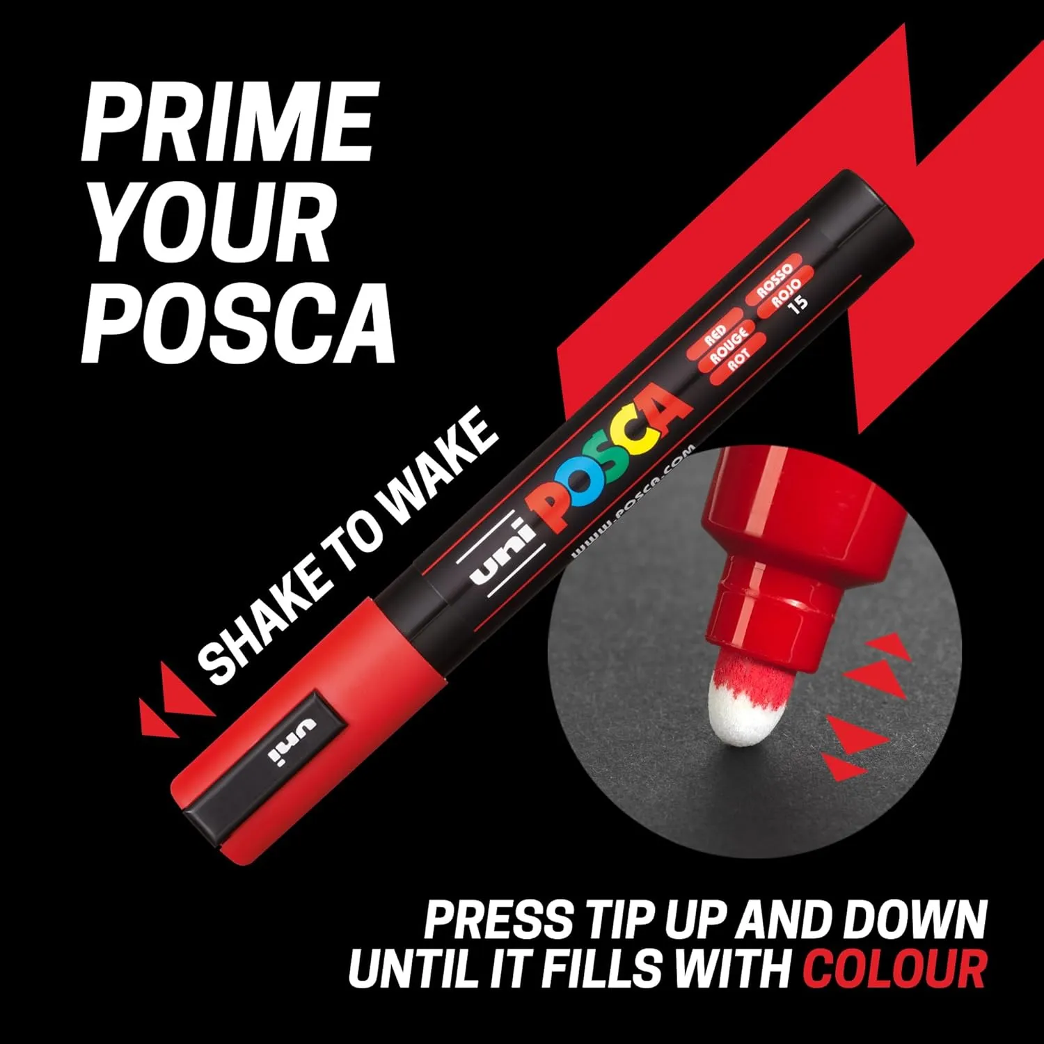 Posca PC-1MR Permanent Marker Paint Pens, Ultra Fine Tip, Multi Surface Use On Wood Metal Paper Canvas Cardboard Glass Fabric Ceramic Rock Pebble Porcelain, Set of 8 x 0.7 mm, Standard Colours