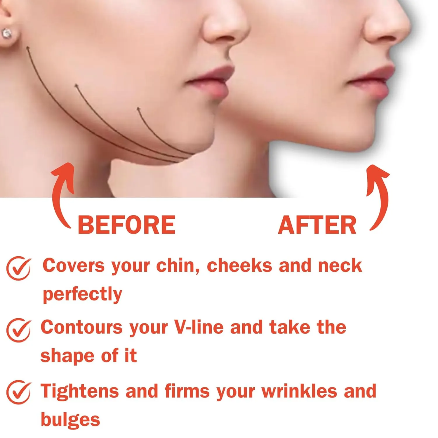 Post Surgical Chin Strap Bandage for Women - Chin Compression Garment After Lipo | Chin Lipo Compression Garment | Neck Compression Garment, Jaw Bra (Large-Beige)