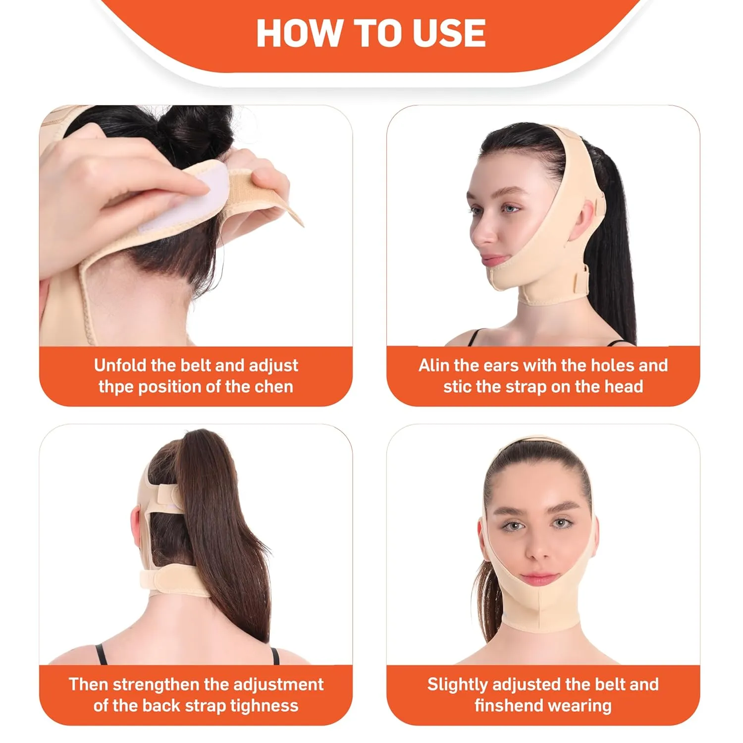 Post Surgical Chin Strap Bandage for Women - Chin Compression Garment After Lipo | Chin Lipo Compression Garment | Neck Compression Garment, Jaw Bra (Large-Beige)
