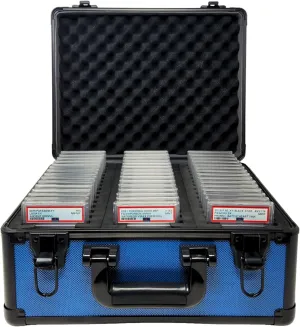 Precision Metal Slab Case – Holds 45 Graded Sports and Trading Cards – Durable Aluminum Storage Box for PSA, BGS, CGC Slabs – XL-45 Blue