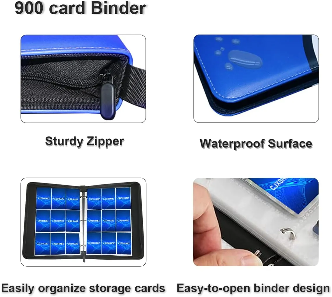 Premium Baseball Card Binder Album with 900 Pockets - Perfect for Trading, Football, and TCG Cards - Hard Case Storage with Zipper and Ring Holder,Top Loader Binders (Large)