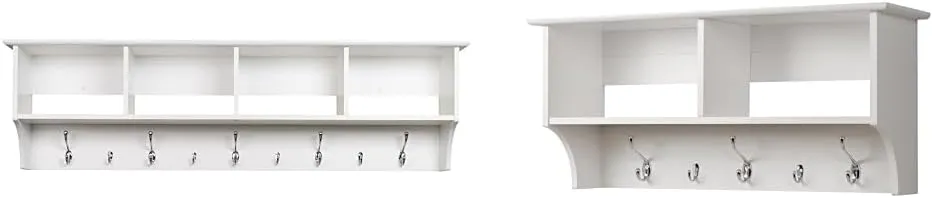 Prepac 60 inch & 36 inch Wide Hanging Entryway Shelves Bundle in White