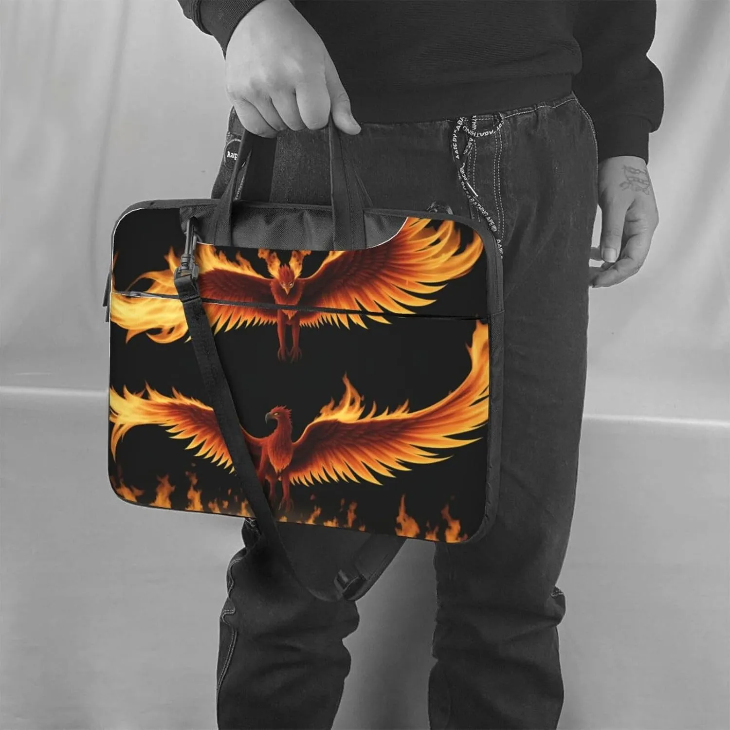 Print Flowers Laptop Shoulder Bag Notebook Computer Case Briefcase With Shoulder Straps And Handle