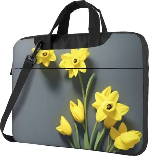 Print Flowers Laptop Shoulder Bag Notebook Computer Case Briefcase With Shoulder Straps And Handle