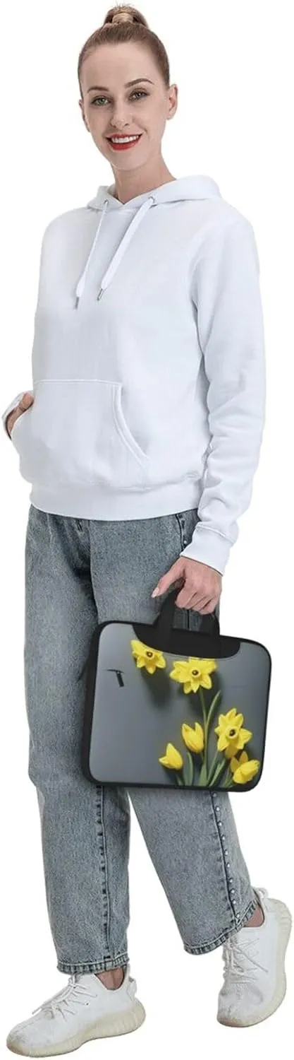 Print Flowers Laptop Shoulder Bag Notebook Computer Case Briefcase With Shoulder Straps And Handle