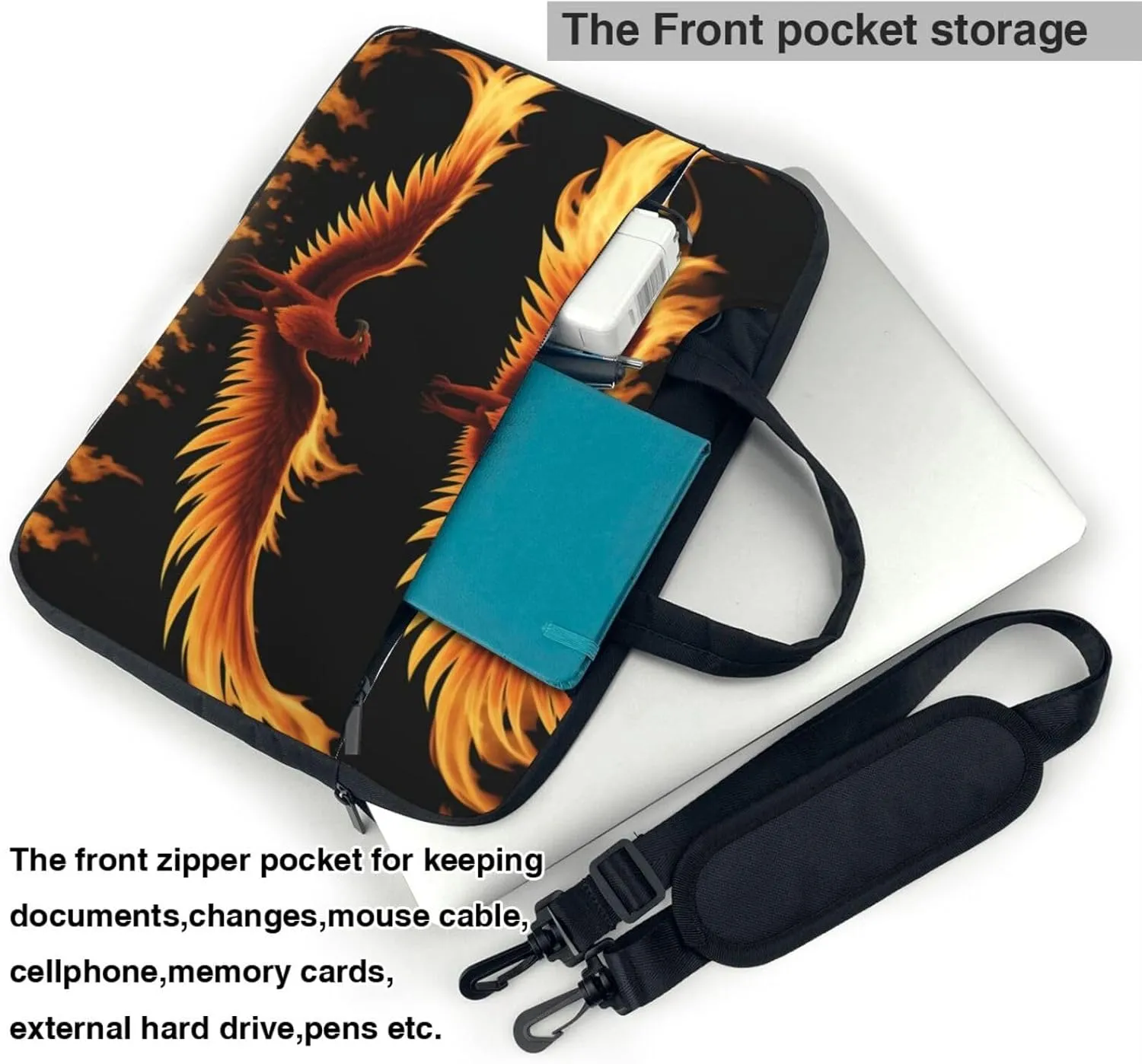 Print Flowers Laptop Shoulder Bag Notebook Computer Case Briefcase With Shoulder Straps And Handle