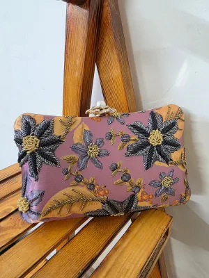 Printed Embroidered clutch bag