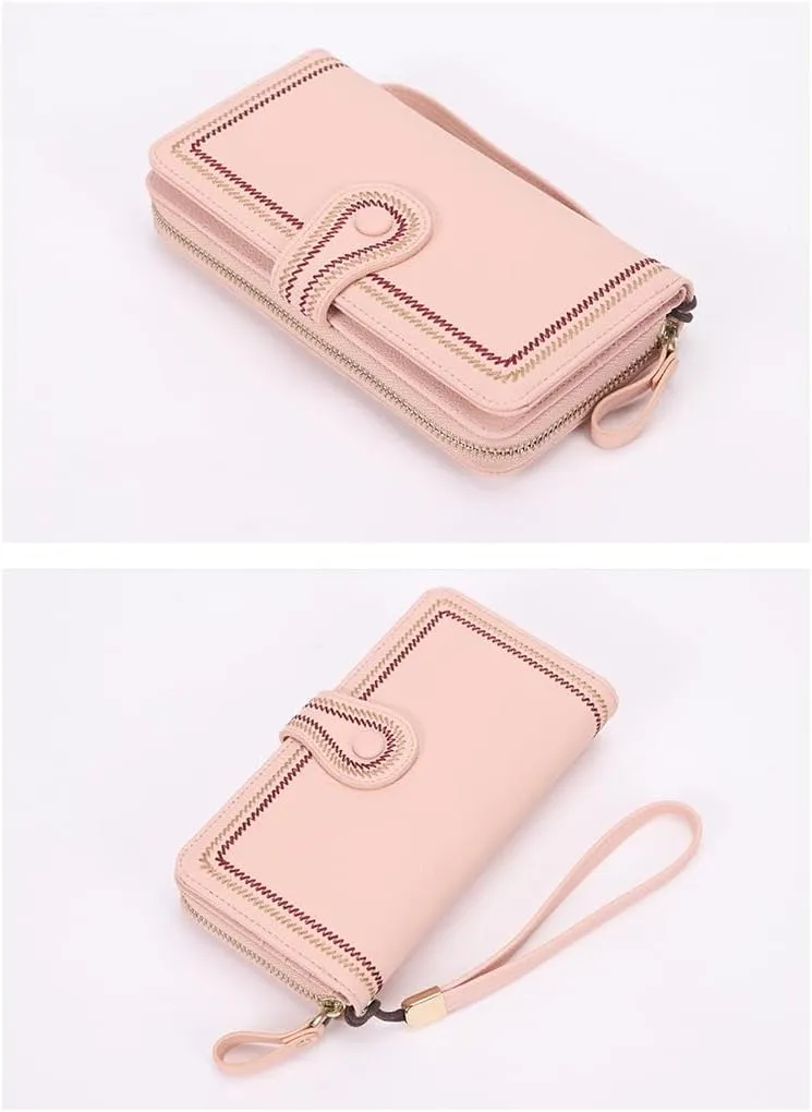 Purse For Women Authentic Wallet Credit Card Holder with Large Capacity Wristlet (Pink)