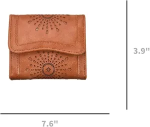 Purse For Women Authentic Wallet Credit Card Holder with Large Capacity Wristlet (Short,Brown)