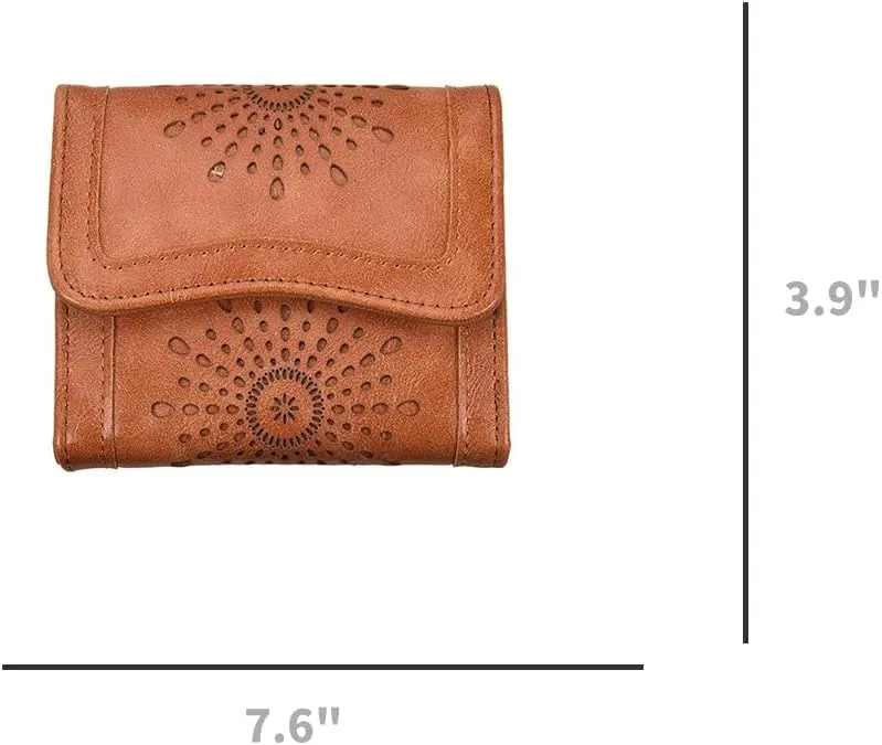 Purse For Women Authentic Wallet Credit Card Holder with Large Capacity Wristlet (Short,Brown)