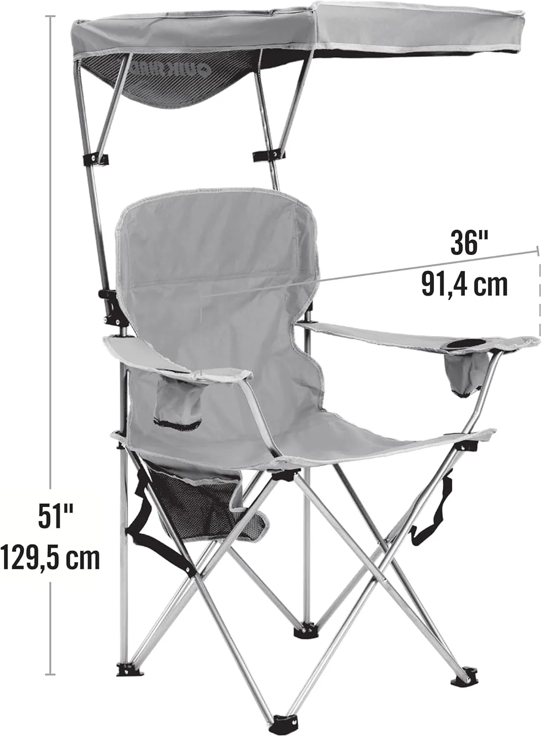 Quik Shade Full Size Shade Folding Chair for Camping, Polyester, Arm Rest|Foldable, Royal Blue, 2'L x 3'W x 4.3'H (160048DS)