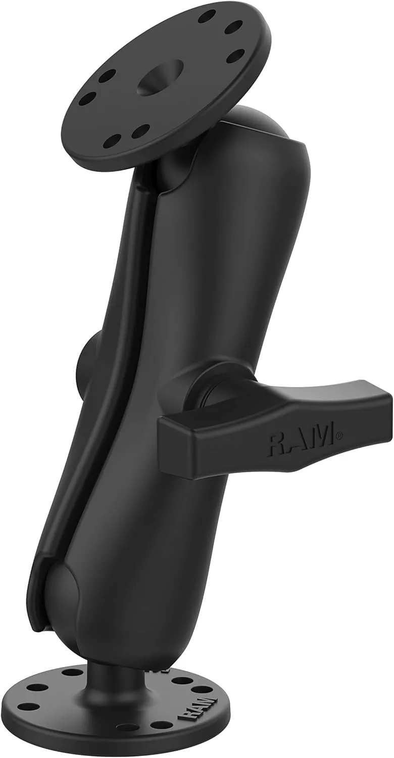 RAM Mounts Double Ball Mount with Two Round Plates RAM-101U with Medium Arm for Drill-down Mounting