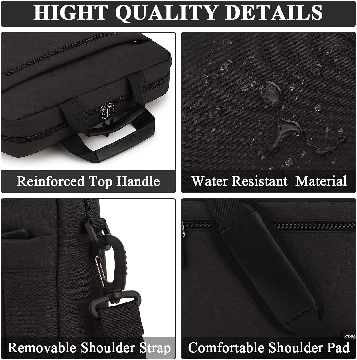 RAVUO Laptop Bag for Men, Water Resistant Shoulder Messenger Bag 15.6inch Computer Carrying Case Business Briefcase with Organizer Pocket