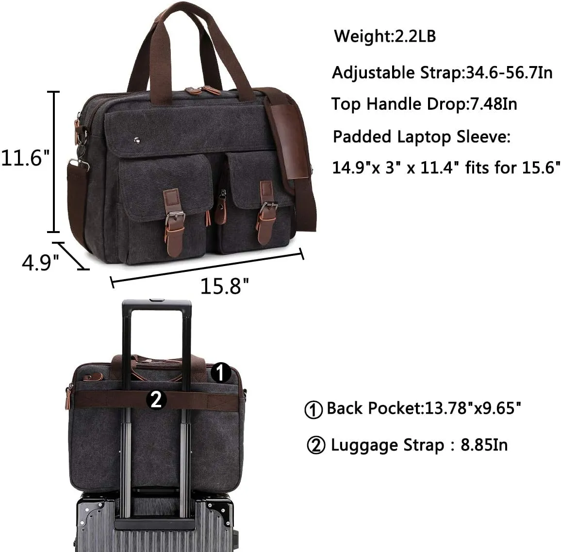 RAVUO Messenger Bag for Men, Water Resistant 15.6 17.3 Inch Laptop Briefcase Bag Casual Mens Satchel for Business