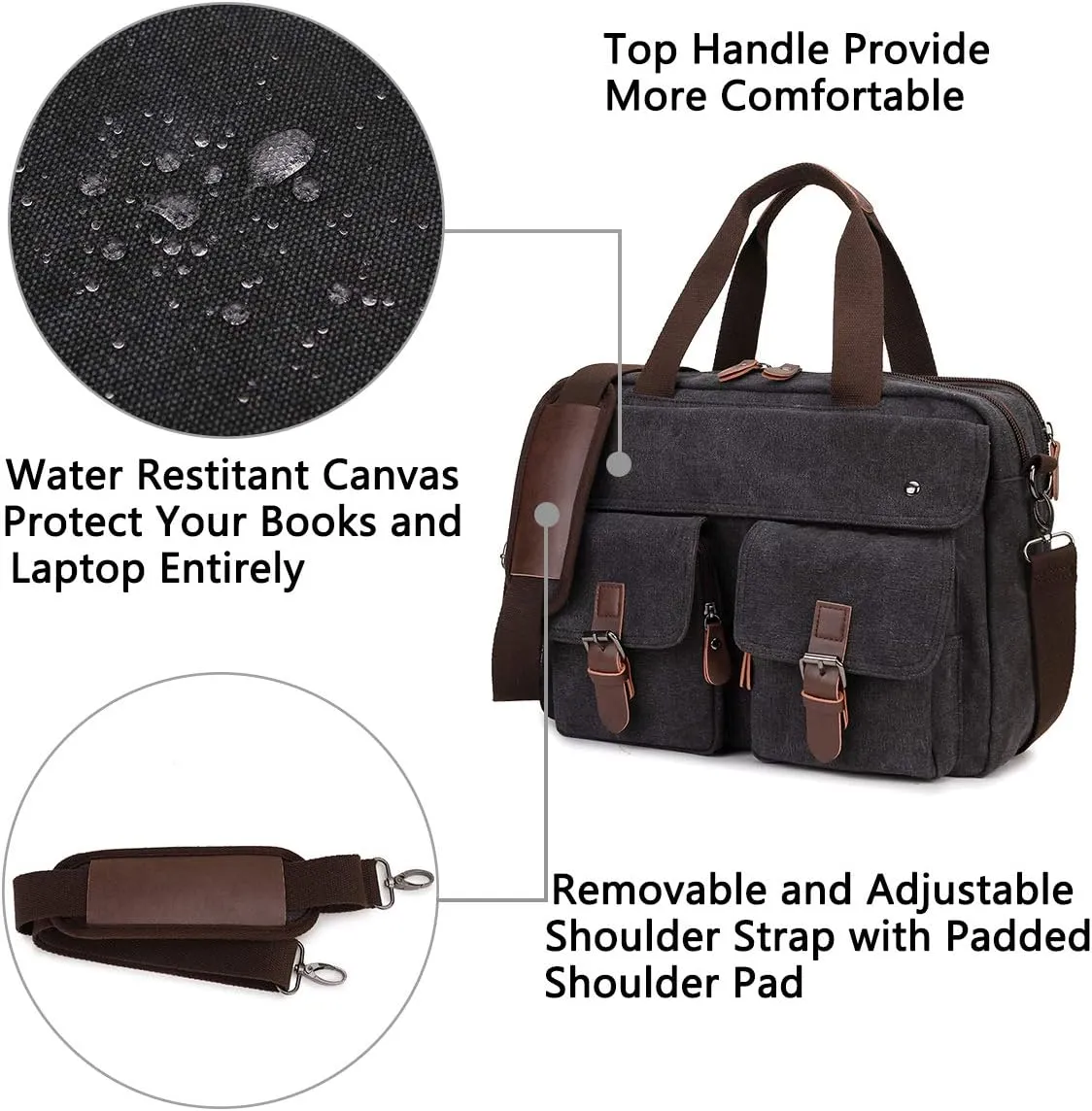 RAVUO Messenger Bag for Men, Water Resistant 15.6 17.3 Inch Laptop Briefcase Bag Casual Mens Satchel for Business